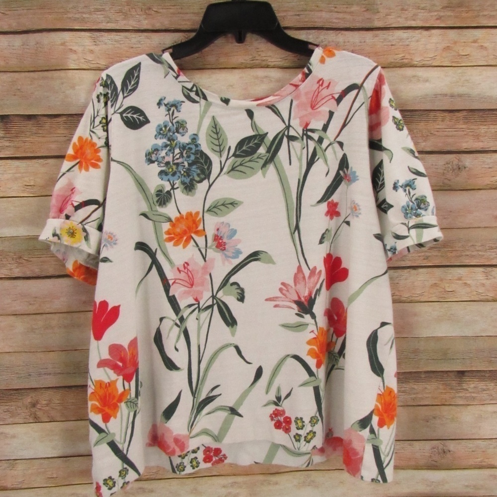 LOFT Floral Gathered Shoulder Top 16/18